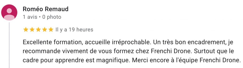 Avis-formation-drone-Janvier-2020-client-Roméo