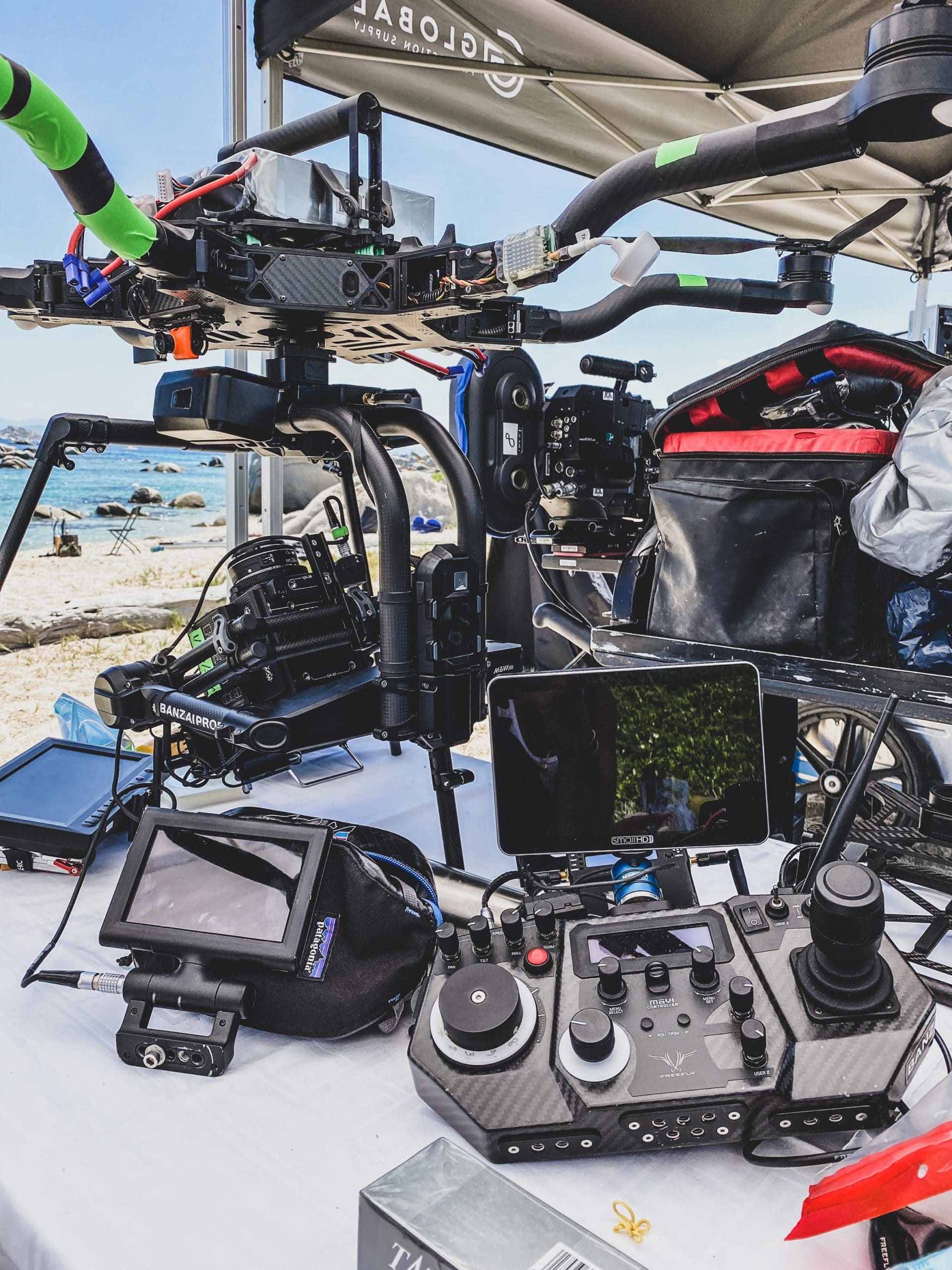 préparation tournage avec drone
