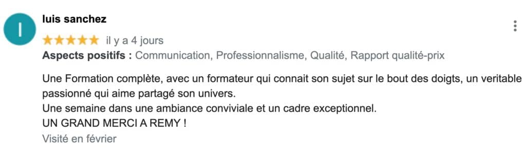 avis d'un client formé chez frenchidrone