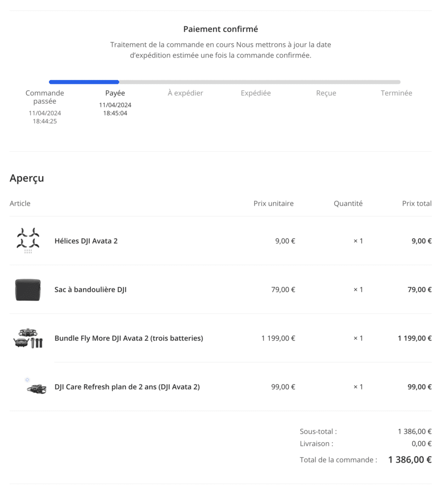 Commande Dji avata 2 Frenchidrone